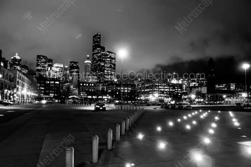 Seattle Black and White Photography of The Seattle Skyline from Qwest Parkling Lot The Seattle Skyline from Qwest Parkling Lot -- Seattle Black and White Photography