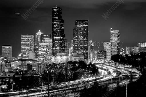 The Seattle Skyline from Rizal Park -- Seattle Black and White Photography