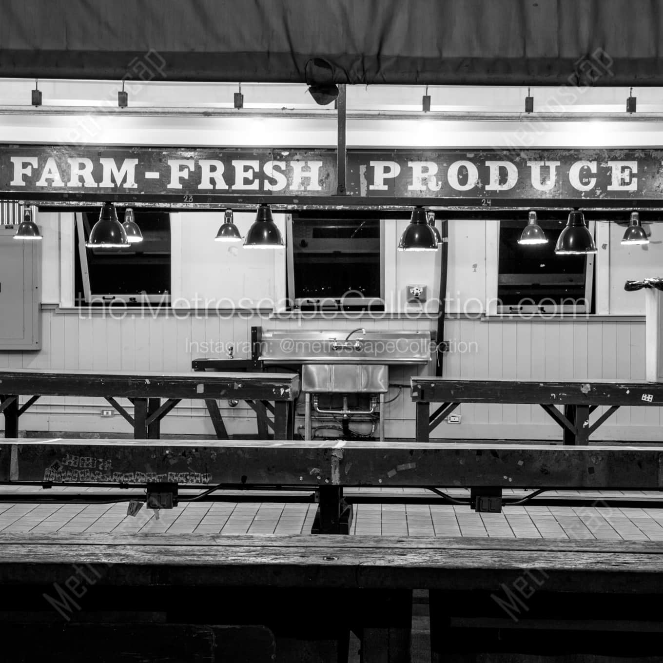 Farm Fresh Produce at Pike Place Market landscape black and white Photography Farm Fresh Produce at Pike Place Market landscape black and white Photography square crop