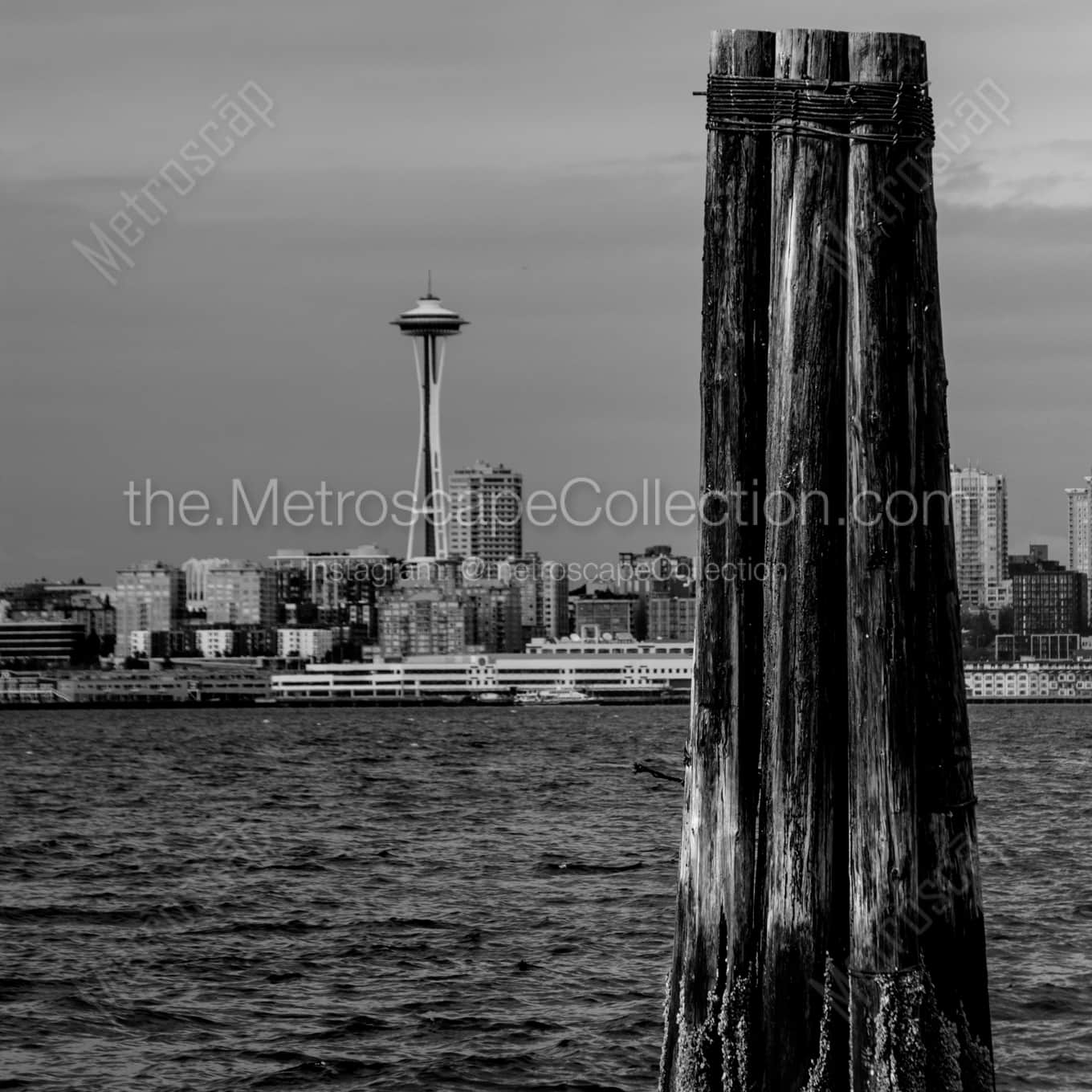 The Seattle Harbor landscape black and white Photography square crop