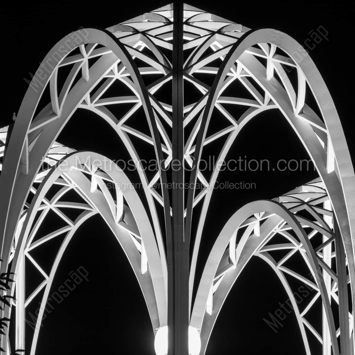 The Pacific Science Center at Night landscape black and white Photography square crop