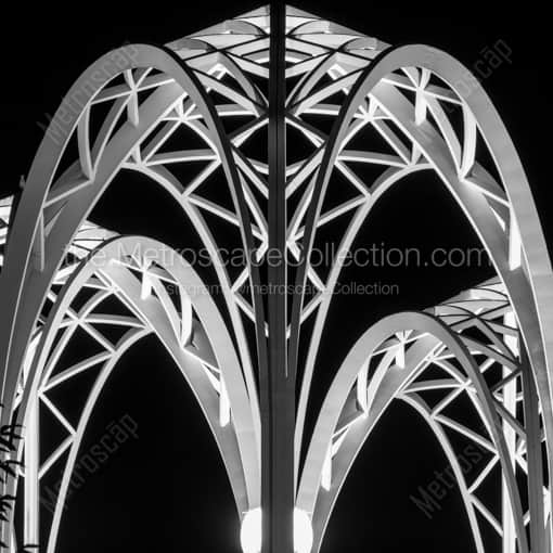 Matte Black WOOD Framed Black and White Seattle Photograph: The Pacific Science Center at Night in a Square Matte Black Wood Frame
