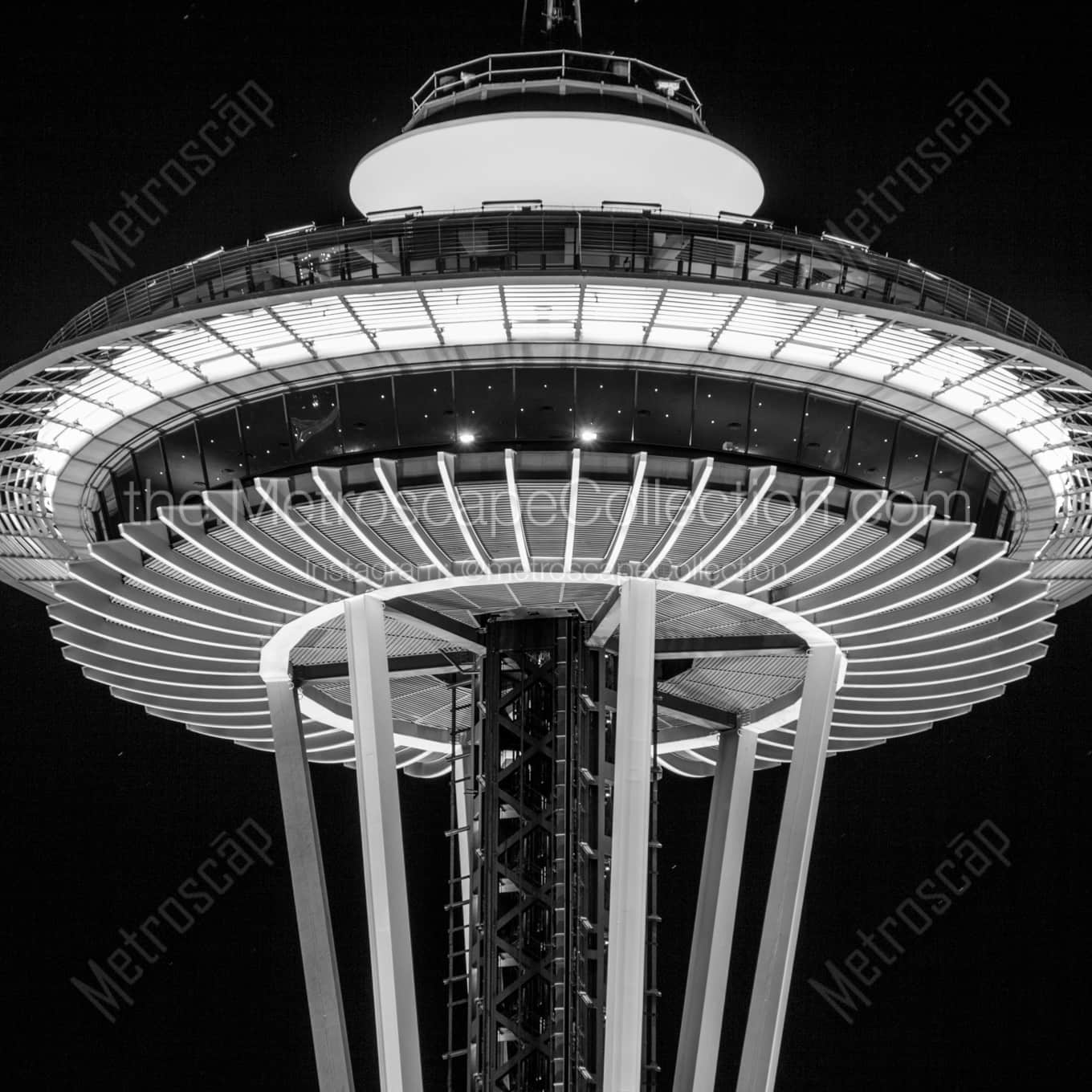 The Top of the Space Needle landscape black and white Photography square crop