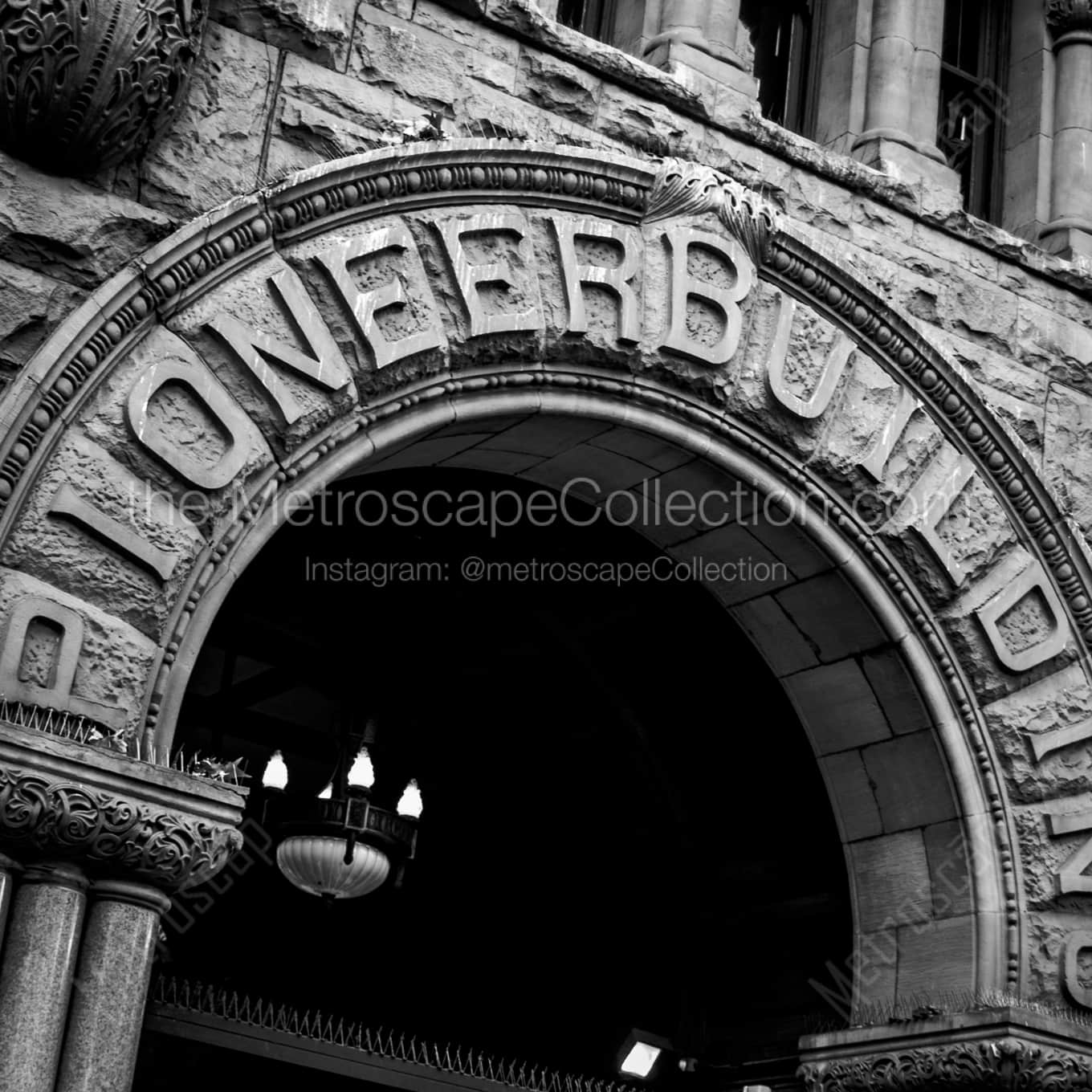 The Pioneer Building in Downtown Seattle landscape black and white Photography square crop
