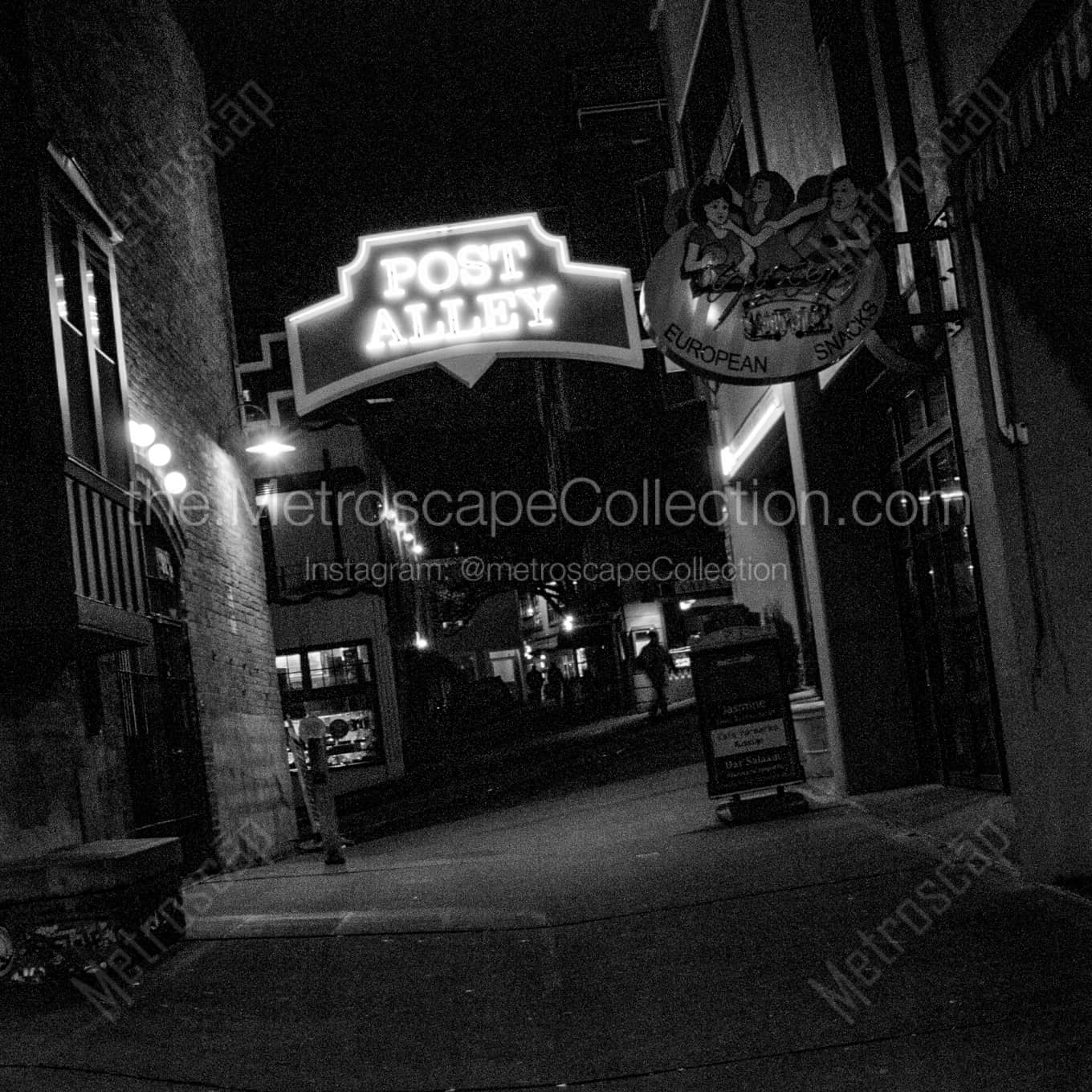 Post Alley at the Seattle Public Market landscape black and white Photography Post Alley at the Seattle Public Market landscape black and white Photography square crop