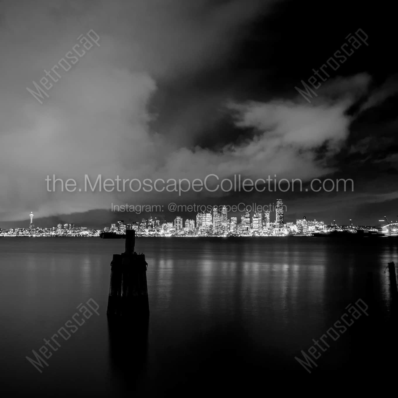 The Seattle Skyline landscape black and white Photography The Seattle Skyline landscape black and white Photography square crop