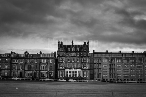 St Andrews Black and White Photography of The Rusacks Hotel on the 18th Fairway of the Old Course The Rusacks Hotel on the 18th Fairway of the Old Course -- St Andrews Black and White Photography