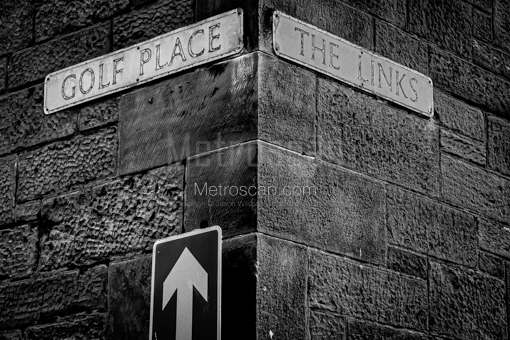 St Andrews Black and White Photography of Golf Place at The Links behind 18 on the Old Course Golf Place at The Links behind 18 on the Old Course -- St Andrews Black and White Photography