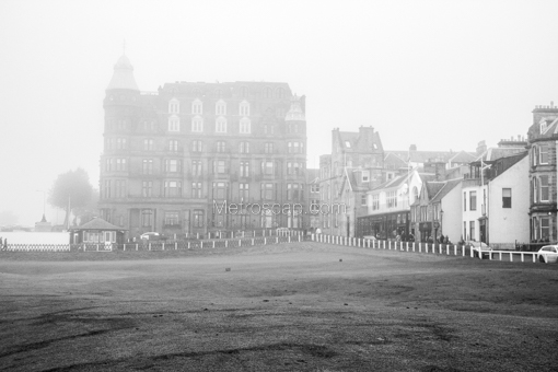 St Andrews Black and White Photography of Foggy 18th Hole of the Old Course at St Andrews Foggy 18th Hole of the Old Course at St Andrews -- St Andrews Black and White Photography