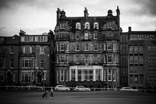 St Andrews Black and White Photography of Rusacks Hotel on the Old Course in St Andrews Scotland Rusacks Hotel on the Old Course in St Andrews Scotland -- St Andrews Black and White Photography