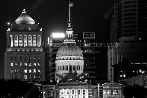 St Louis Black and White Photography of The Courthouse and Civil Courts Building at Night The Courthouse and Civil Courts Building at Night -- St Louis Black and White Photography