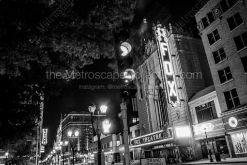 The Fox Theatre on Grand Ave at Night -- St Louis Black and White Photos