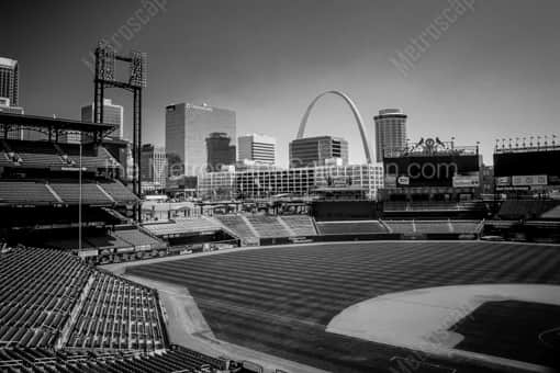 Busch Stadium and the St Louis Skyline -- St Louis Black and White Photos
