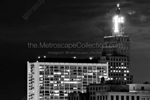 St Paul Black and White Photography of The Top of the FIrst Farmers and Merchants Bank The Top of the FIrst Farmers and Merchants Bank -- St Paul Black and White Photography