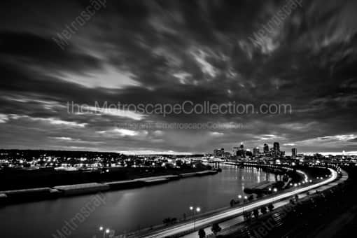 The St Paul Skyline at Night -- St Paul Black and White Photos