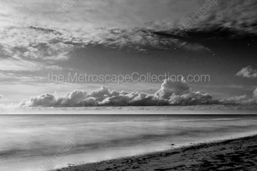 The Gulf of Mexico at Night -- St Petersburg Black and White Photography