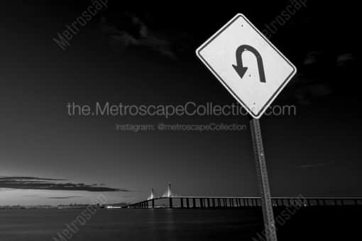 St Petersburg Black and White Photography of U-Turn on the Sunshine Skyway Fishing Pier U-Turn on the Sunshine Skyway Fishing Pier -- St Petersburg Black and White Photography