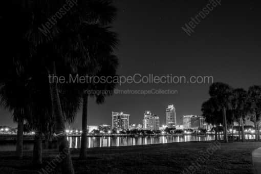 St Petersburg Black and White Photography of The St Petersburg Skyline from Vinoy Park The St Petersburg Skyline from Vinoy Park -- St Petersburg Black and White Photography