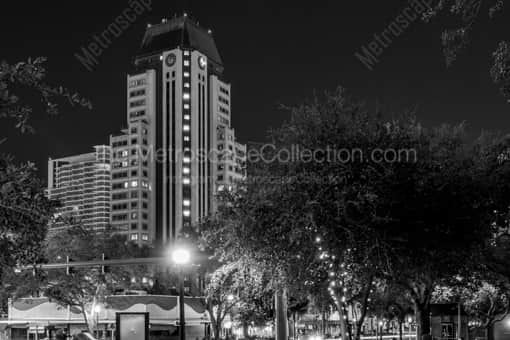 Progress Plaza from Williams Park -- St Petersburg Black and White Photography