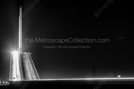 St Petersburg Black and White Photography of A Down-the-Line view of the Sunshine Skyway Bridge A Down-the-Line view of the Sunshine Skyway Bridge -- St Petersburg Black and White Photography