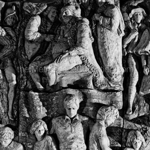 Matte Black WOOD Framed Black and White St Petersburg Photograph: The Relief Sculpture on the Municipal Building in a Square Matte Black Wood Frame