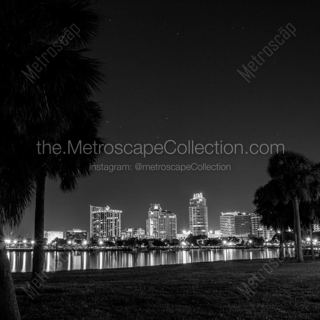 The St Petersburg Skyline from Vinoy Park landscape black and white Photography The St Petersburg Skyline from Vinoy Park landscape black and white Photography square crop