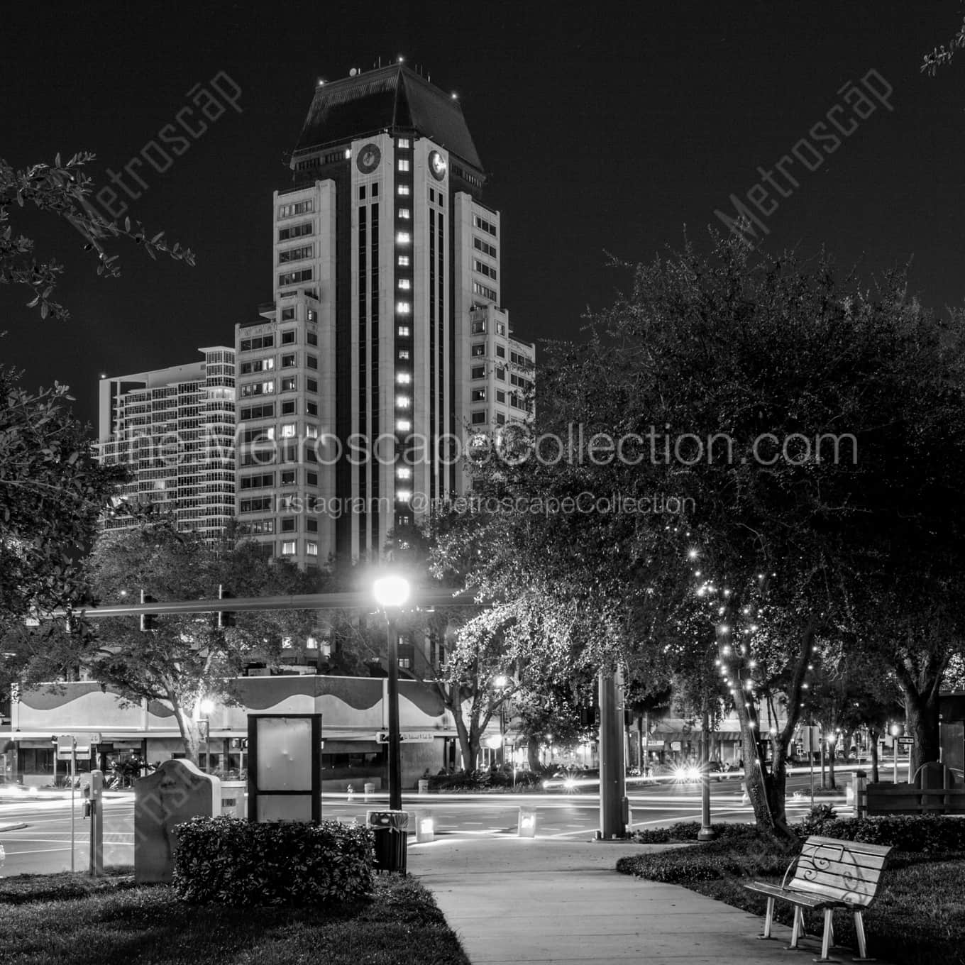 Progress Plaza from Williams Park landscape black and white Photography square crop