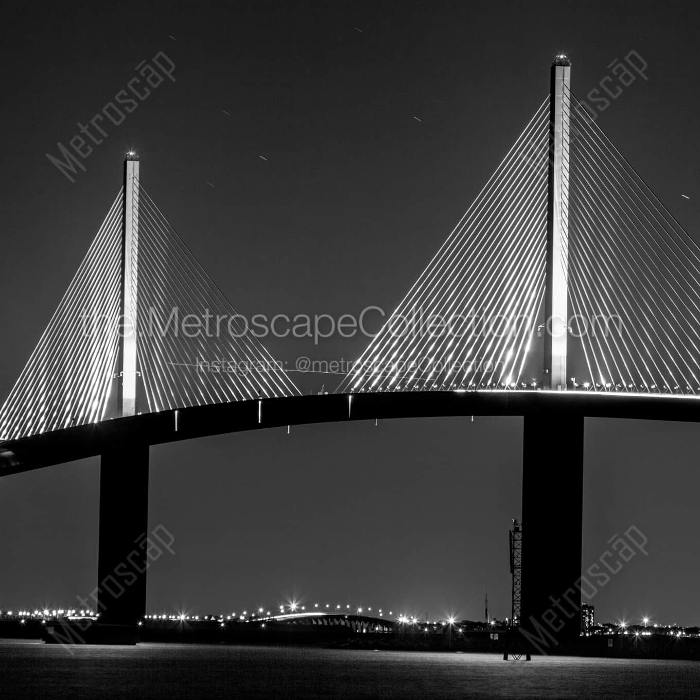 The Sunshine Skyway Bridge landscape black and white Photography square crop
