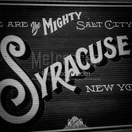 Matte Black MDF Framed Black and White Syracuse Photograph: The Mighty Salt City Syracuse New York in a Square Matte Black MDF Frame