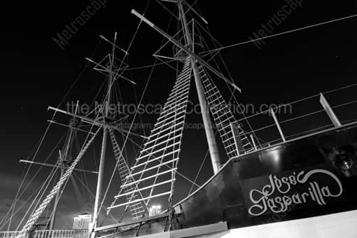 The Jose Gasparilla Pirate Ship -- Tampa Black and White Photography