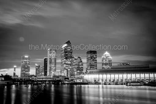 Downtown Tampa at Night -- Tampa Black and White Photography