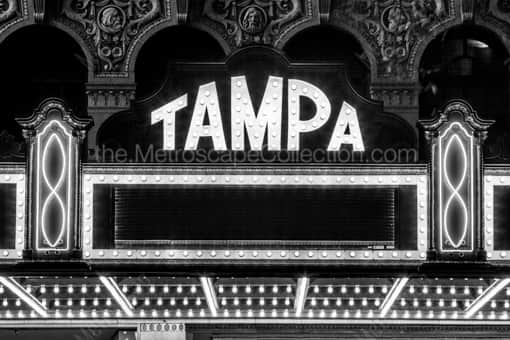 The Tampa Theater Marquee -- Tampa Black and White Photography