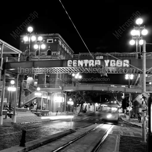 Matte Black WOOD Framed Black and White Tampa Photograph: Centro Ybor City in a Square Matte Black Wood Frame
