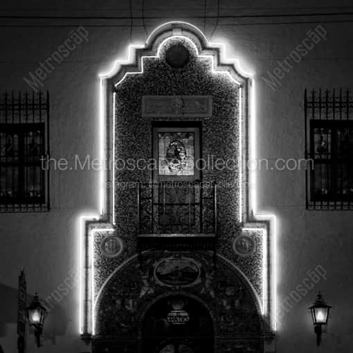 Matte Black WOOD Framed Black and White Tampa Photograph: The Columbia Restaurant in Ybor City in a Square Matte Black Wood Frame