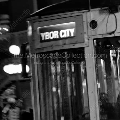 Matte Black WOOD Framed Black and White Tampa Photograph: Ybor City Streetcar in a Square Matte Black Wood Frame