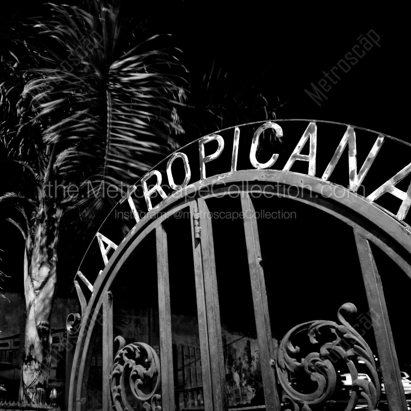 La Tropicana Gate in Ybor City landscape black and white Photography square crop