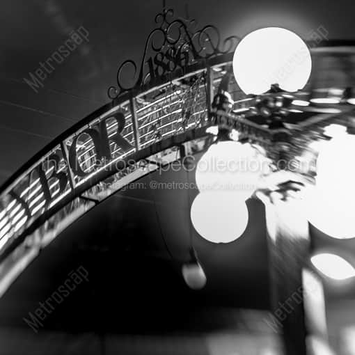 Matte Black WOOD Framed Black and White Tampa Photograph: Ybor City Arch in a Square Matte Black Wood Frame