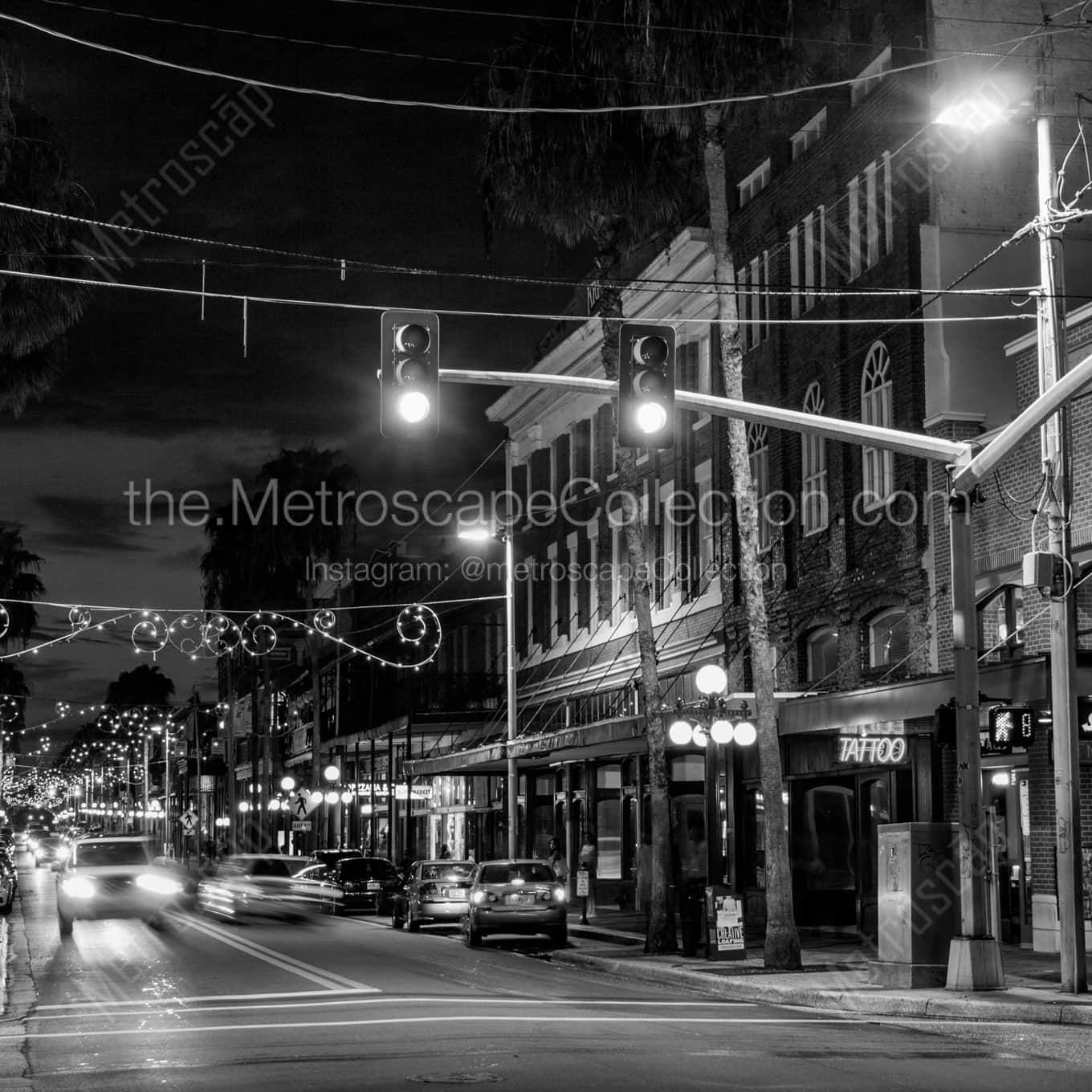 Seventh Avenue in Ybor City landscape black and white Photography square crop