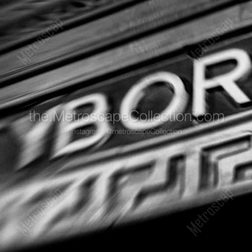 Matte Black WOOD Framed Black and White Tampa Photograph: A Blurry Ybor City Sign in a Square Matte Black Wood Frame