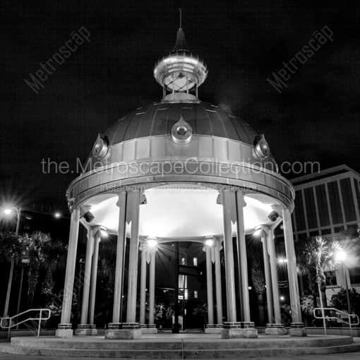 Matte Black WOOD Framed Black and White Tampa Photograph: The Silver Dome in Courthouse Square in a Square Matte Black Wood Frame