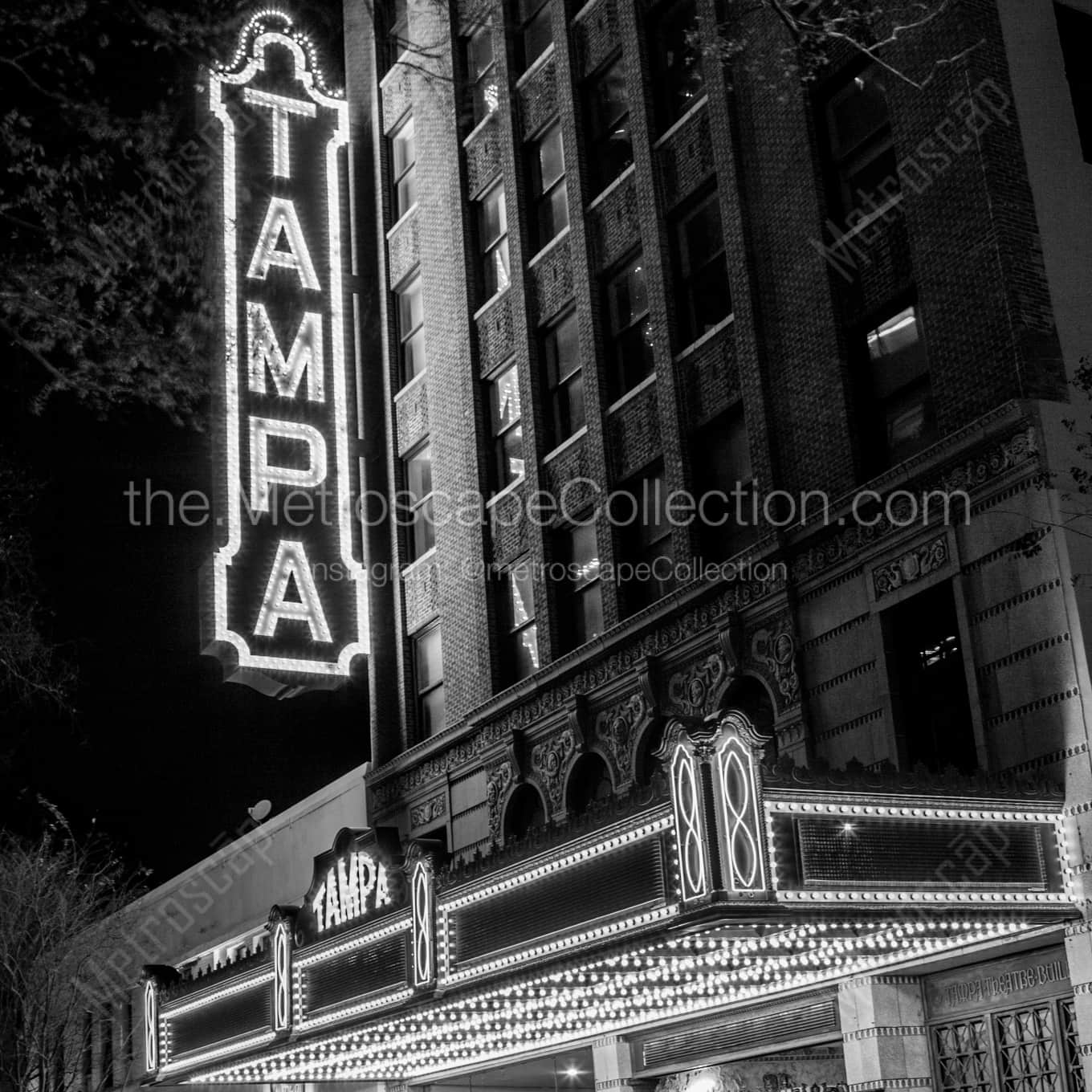 The Tampa Theater off of Franklin Street landscape black and white Photography square crop