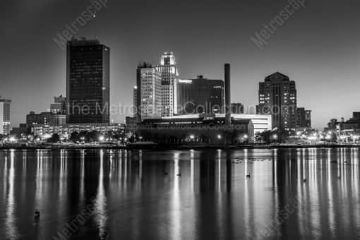 Downtown Toledo Skyline at Dusk -- Toledo Black and White Photos