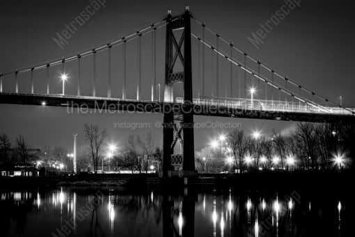 Toledo Black and White Photography of The Anthony Wayne Bridge at Night over the Maumee The Anthony Wayne Bridge at Night over the Maumee -- Toledo Black and White Photography