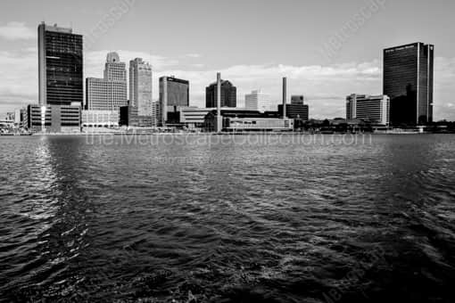 Toledo Black and White Photography of The Toledo Skyline along a Choppy Maumee River The Toledo Skyline along a Choppy Maumee River -- Toledo Black and White Photography