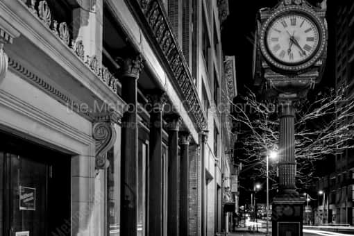 Toledo Black and White Photography of A Clock on Summit Street in Fort Industry Square A Clock on Summit Street in Fort Industry Square -- Toledo Black and White Photography
