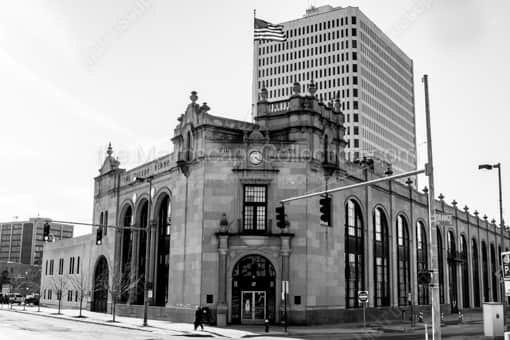 Toledo Black and White Photography of The Hylant Building behind the Toledo Blade Building The Hylant Building behind the Toledo Blade Building -- Toledo Black and White Photography