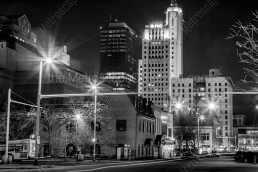 Toledo Black and White Photography of Downtown Toledo at Night from Jackson at Superior Downtown Toledo at Night from Jackson at Superior -- Toledo Black and White Photography