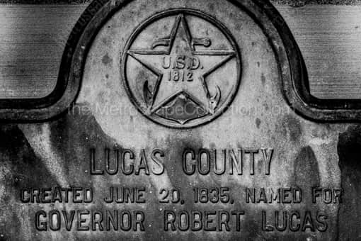 A Plaque on the Lucas County Courthouse -- Toledo Black and White Photos