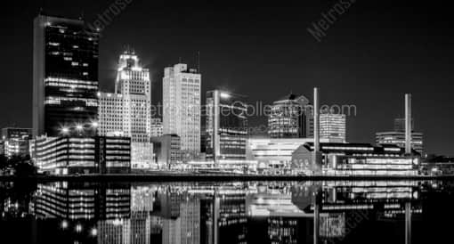 The Toledo Skyline at Night -- Toledo Black and White Photos