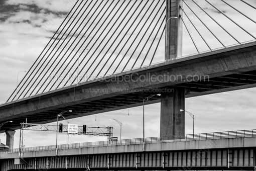 Under the Veterans Glass Skyway Bridge -- Toledo Black and White Photos